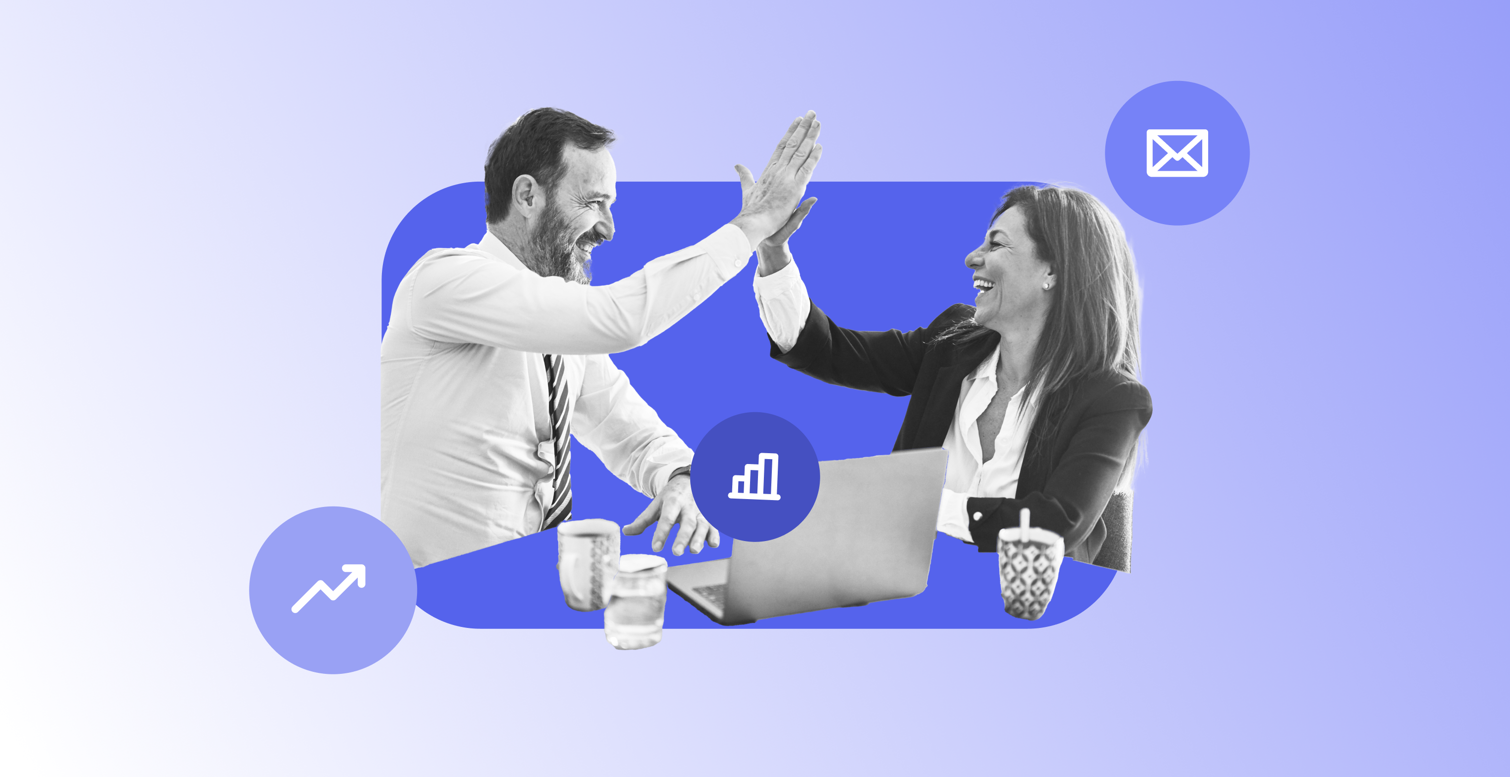 Two businesspeople high-fiving.