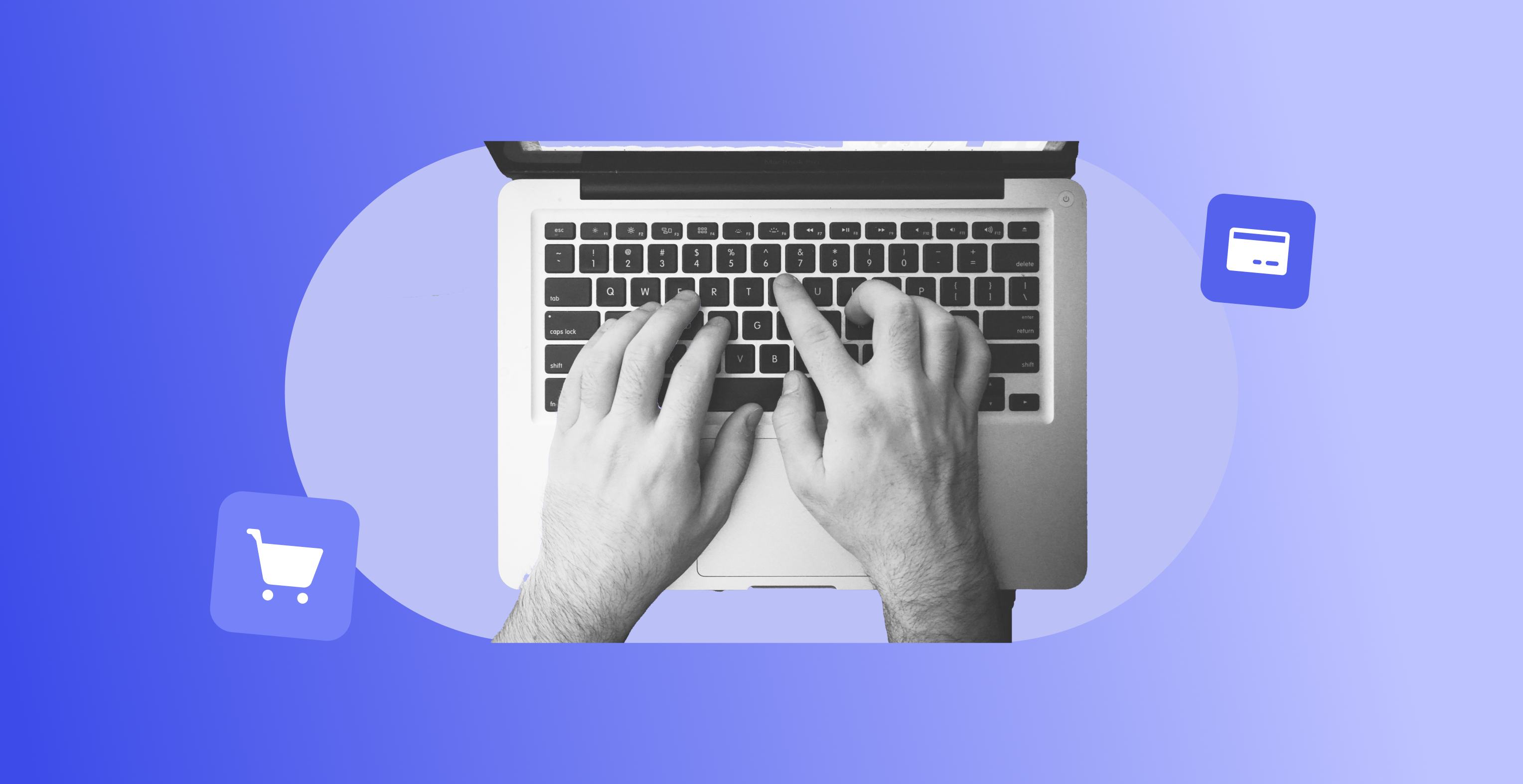 Man typing on laptop.