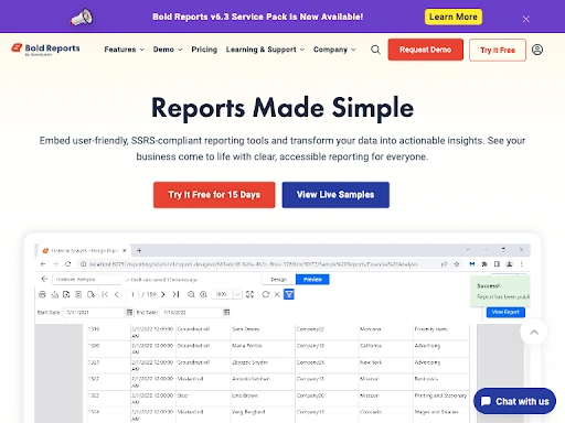 boldreports dashboard