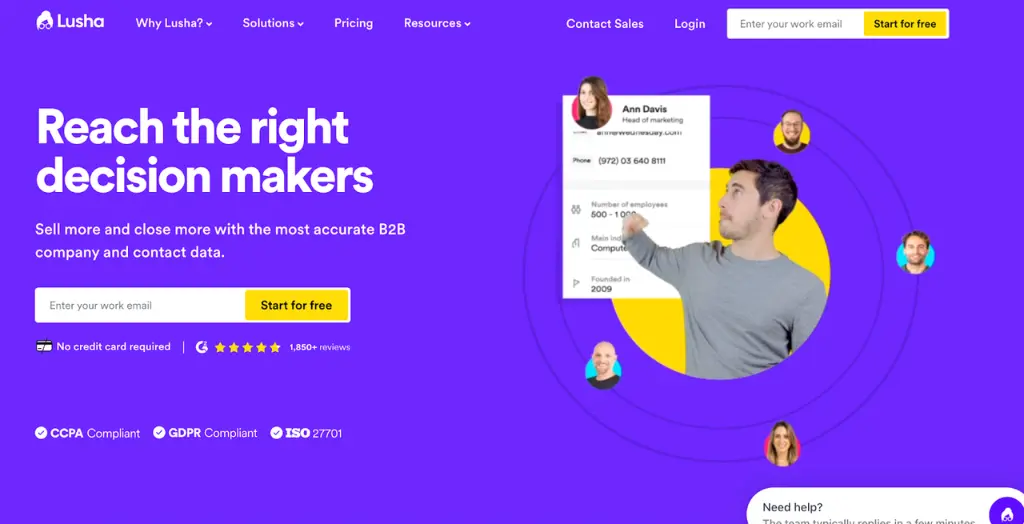 Lusha homepage