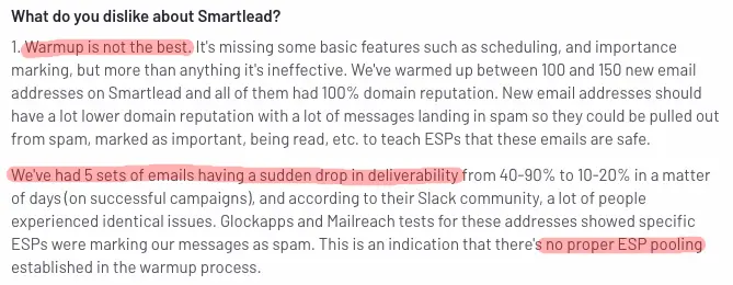 Smartlead deliverability complaint.