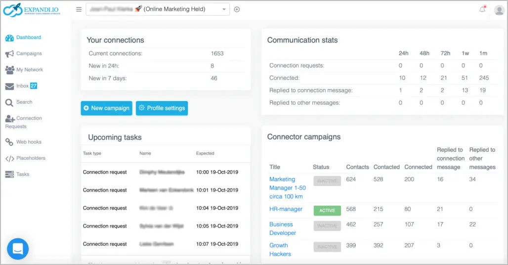Expandi for linkedin report.
