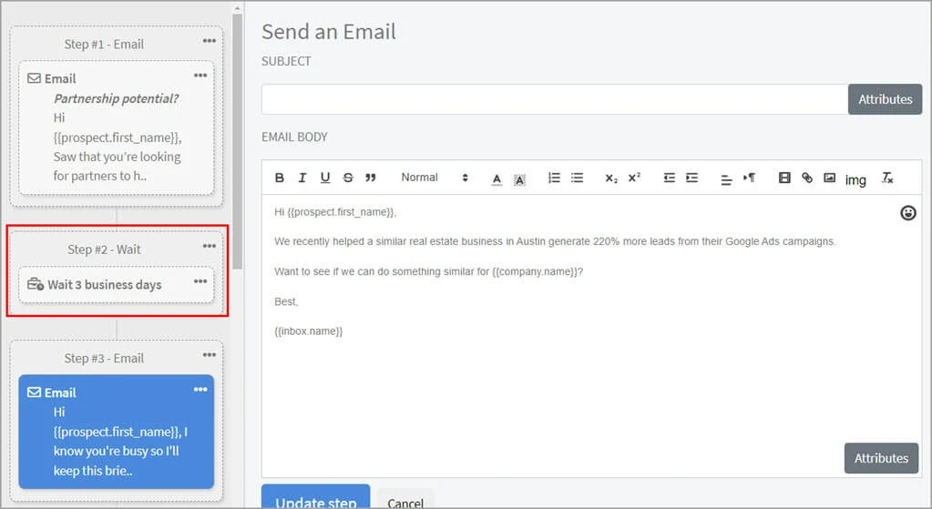 step 2 in waiting message