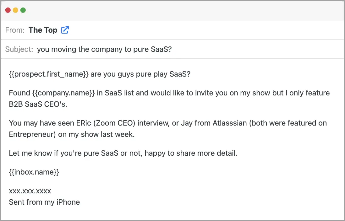 the top cold email template