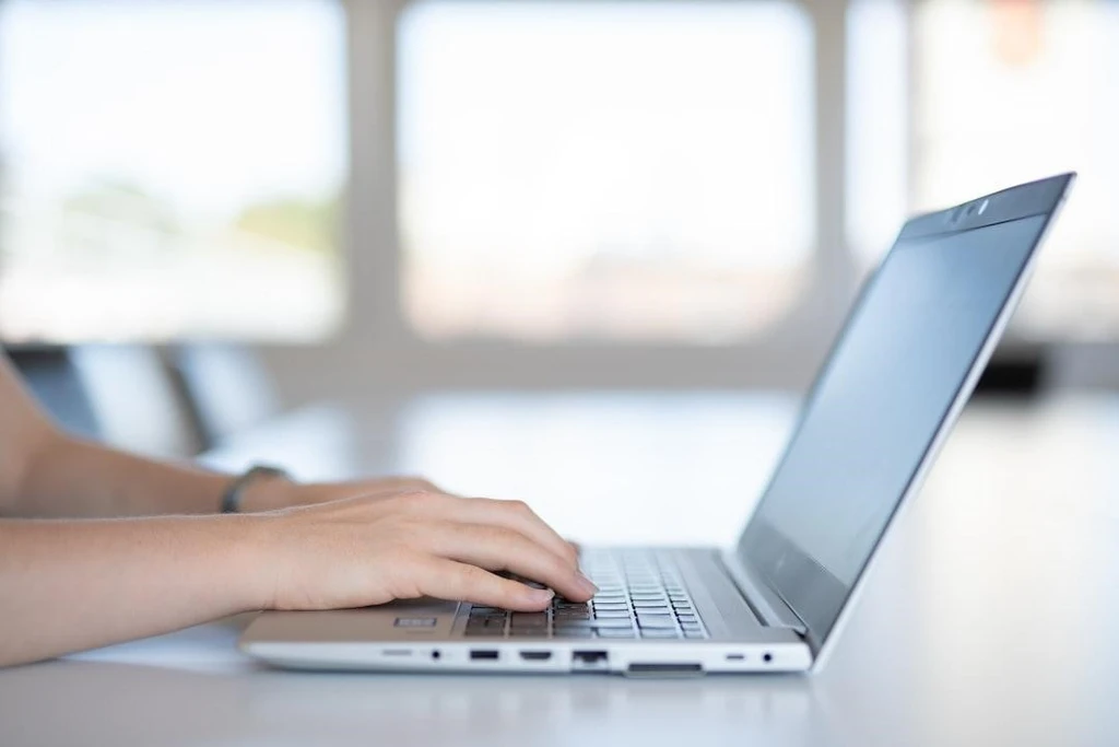 Typing in a laptop keyboard