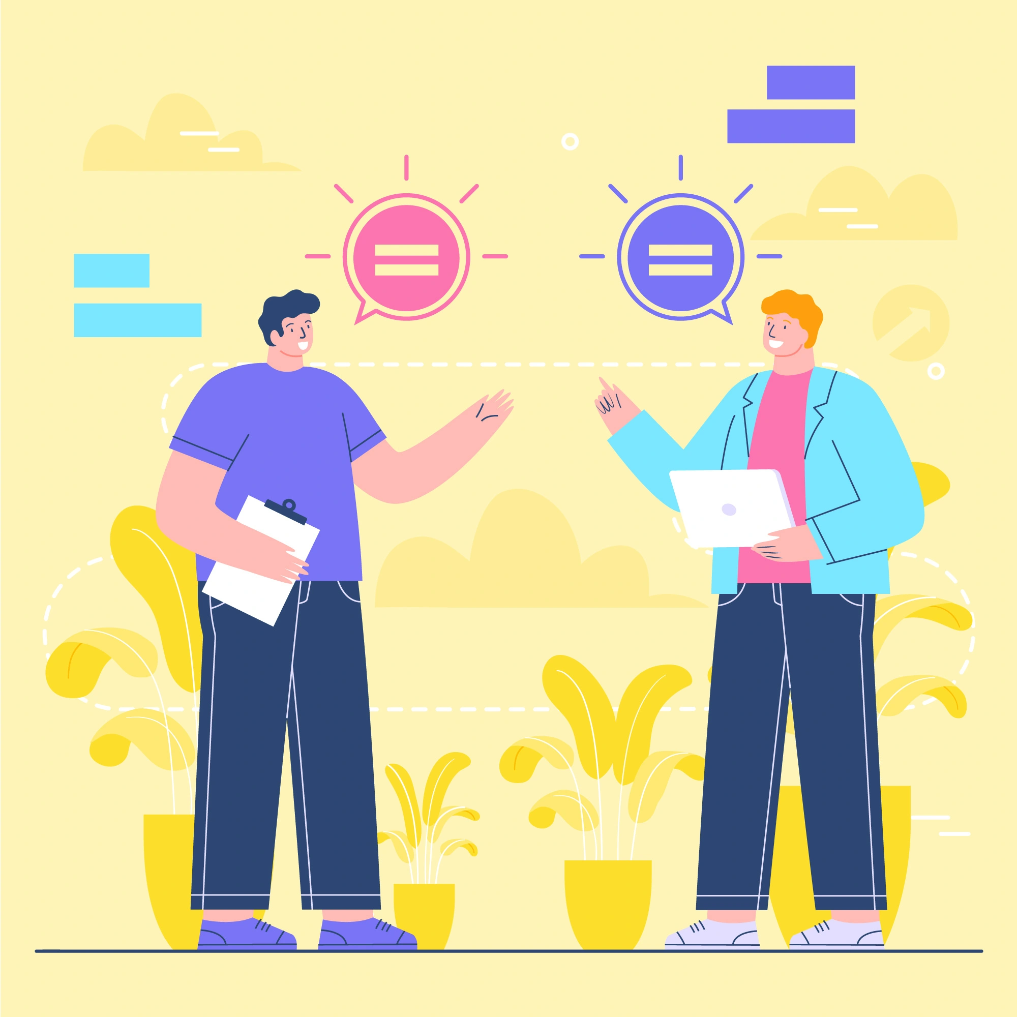 Two people discussing.