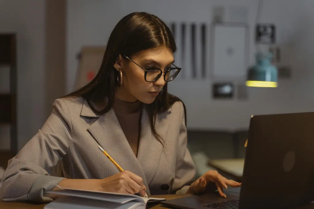 A woman taking notes