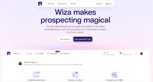 wiza home page
