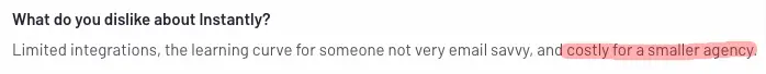 Instantly pricing complain.